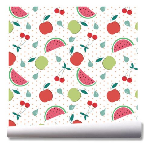 Papel De Parede Cozinha Frutas Melancia Morango Cereja A206