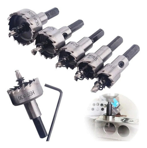 5 Brocas Copa Sierra Hss Carburo Para Metal Acero