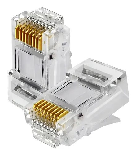 Kit 1000 Conector Rj45 Utp Cat5e Banho De Ouro Cabo De Rede
