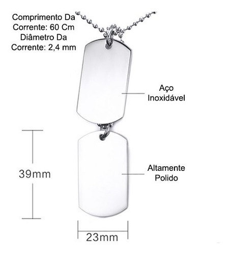 Imagem 5 de 5 de Colar Masculino Com Pingente Dog Tag Militar