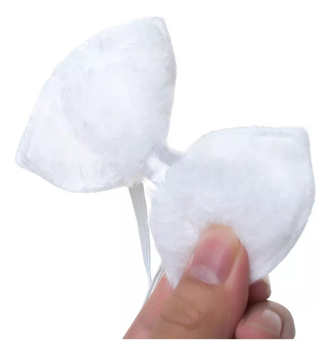 2 Pzas Diadema Orejas Peluche Conejo Rosas Con Azul