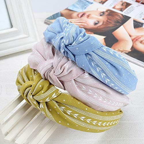 6 Diademas Anchas De Algodn-lino Con Nudo, Estilo Boho