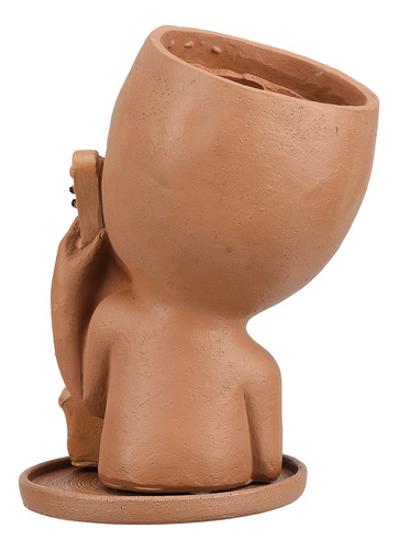 Maceta Con Forma De Rostro Humano, Color Marrón Oscuro
