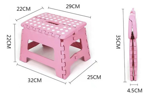 Banquito Plegable Taburete Pórtatil Mediano Piso 35x29x28cm