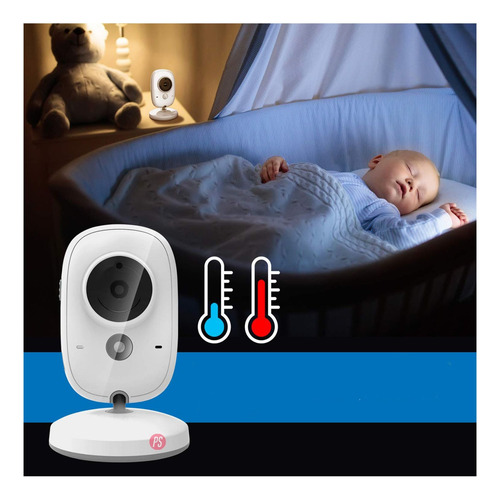 Cámara Con Monitor Para Bebes Portátil Imagen Y Audio - Ps Blanco