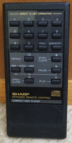 Sharp:control Remoto Infrarojo,compact Disc Player, Original
