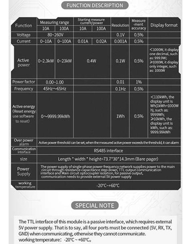 Módulo De Comunicación Pzem-004t Versión 3.0 Ttl Modbus-rtu