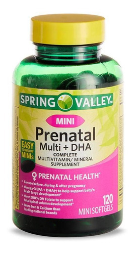 Multivitamínico prenatal Spring Valley Dha, 120 cápsulas, sabor prenatal, sin sabor
