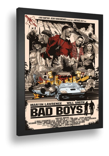 Quadro Emoldurado Poste Bad Boys 2 Policiais Comedia A3