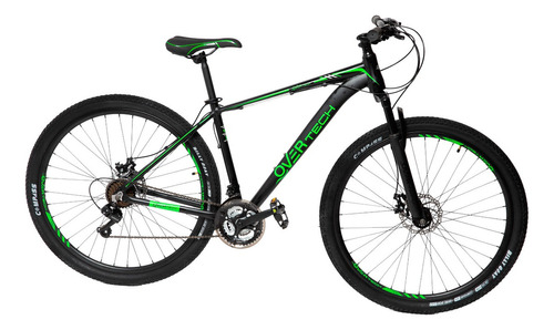 Bicicleta Mtb Overtech R29 Aluminio Full Shimano Fr Disco Pp Color Negro/Verde/Verde Tamaño del cuadro S