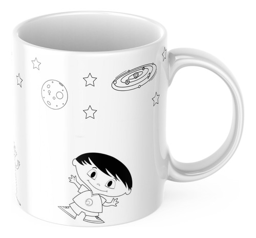Caneca Luna Personalizada Para Pintar + 5 Canetas De Cor Branco