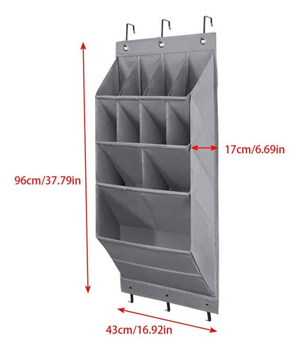 Organizador Colgante 11 Estantes Zapatero C/ganchos P/ropa Color Gris