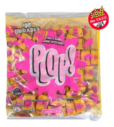 Chicle Plop Lheritier - Sabor Tutti Frutti - Pack X 100u