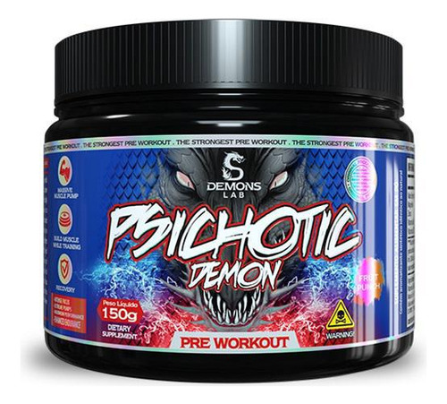 Pre Treino Psichotic Black 150g Fruit Punch Demons Lab