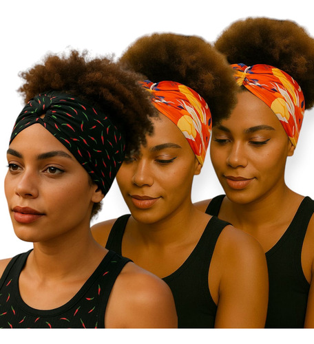 Kit 3 Faixa Simples 2 Em 1 Turbante  Profissional Feminina