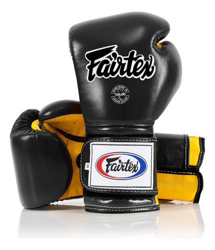 Guantes De Boxeo Fairtex, 12 Onzas, Color Negro/amarillo/neg