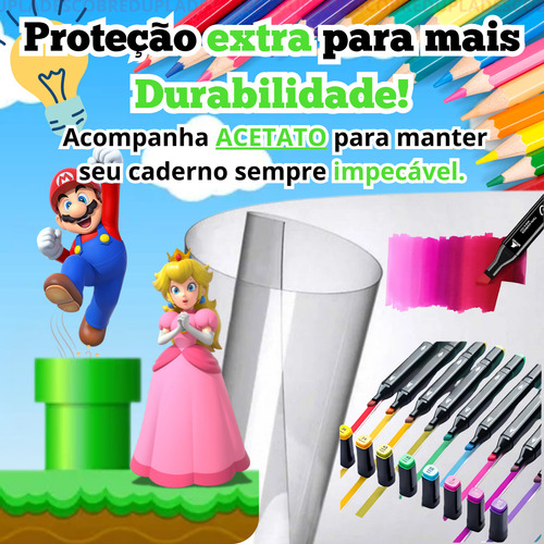 Livro De Colorir Mario Bros Capa Dura Com Desenhos Relaxamento, Combater O Estresse E Estimular A Criatividade! Presente Incrível Para Crianças E Adultos