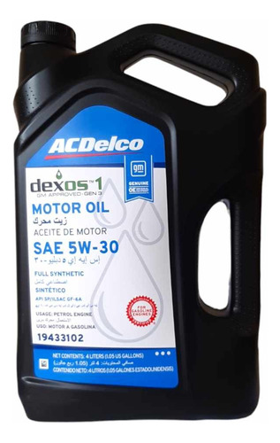 5w30 Acdelco Dx1 Gen3 4 Lts