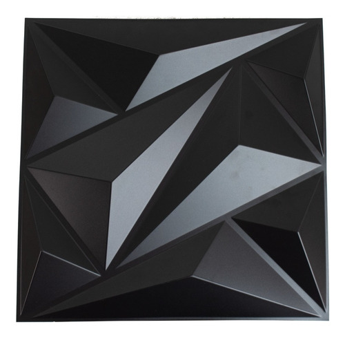 Panel Decorativo 3d Pvc Prismas Amplio Negro Decoform 10 Pz Color Negro Mate