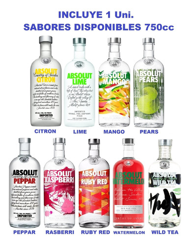 Vodka Absolut Sabores 750ml