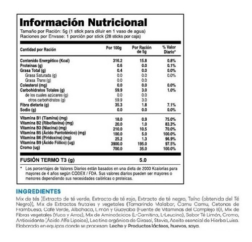 Imagen 4 de 4 de Té Fuxion Reduce Medidas Y Peso | Thermo T3 Termo T3