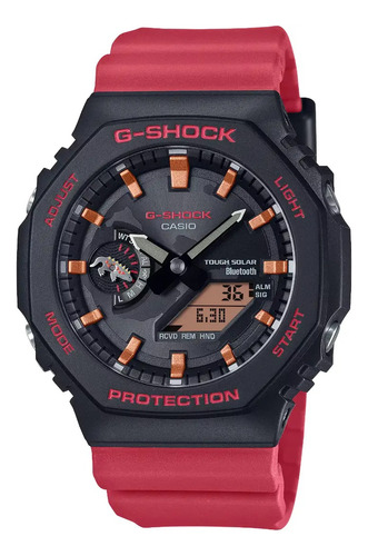 Reloj Casio G-shock Charles Darwin Foundation Ga-b2100cd-1a4 Correa Rojo Bisel Negro Fondo Negro