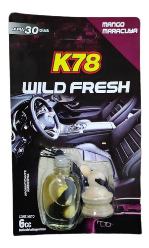 Aromatizante Difusor Perfume K78 Wild Fresh Auto Colgante Color Mango y Maracuya Fragancia Mango maracuya