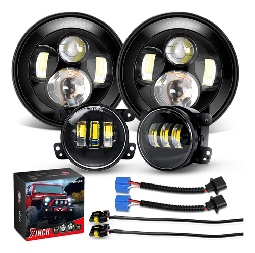 7  Foco Delantero Led 4 Luz Antiniebla Para Jeep Wrangler Jk