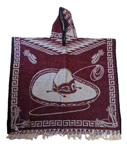 Jorongo Poncho Gaban Artesanal Con Gorro , Tela Gruesa 