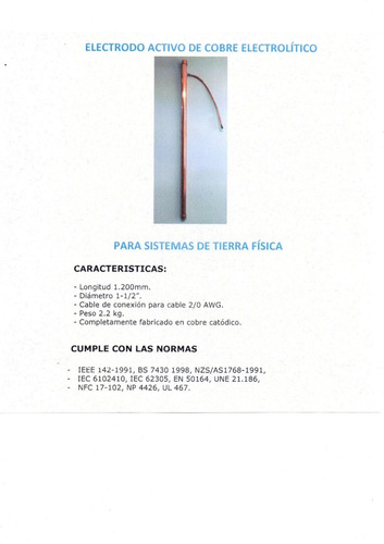 Electrodo Activo De Grafito Para Puesta Tierra Y Pararrayos