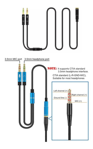 Imagen 7 de 9 de Adaptador De Micrófono Y Audífonos Para Pc - De Trrs A Trs
