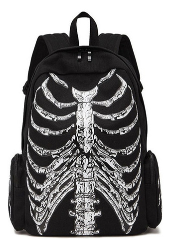 Halloween New Mochila De Lona Casual De Cabeza De Esqueleto