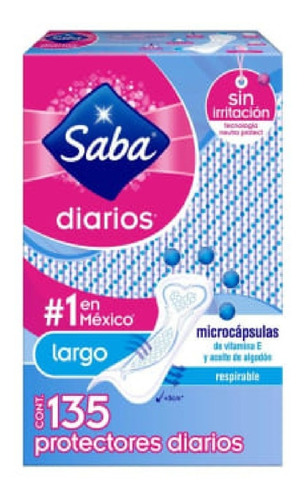 Pantiprotectores Saba Diarios Largos 135 Pzas