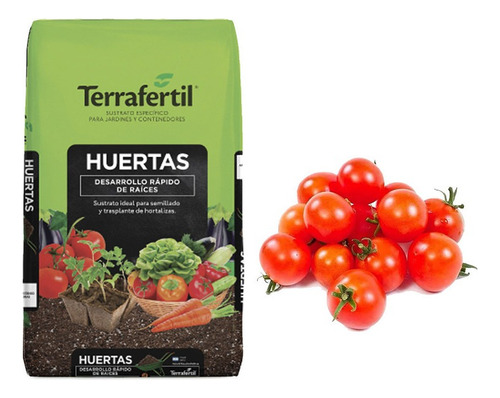 Sustrato Huertas Terrafertil 50lts Semillas De Tomate Cherry