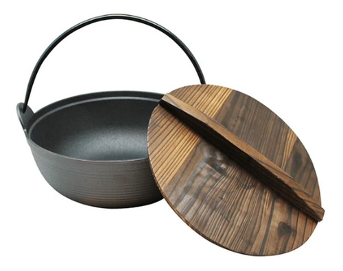 Olla Iron Cast Con Tapa De Madera Wayu-mimbral