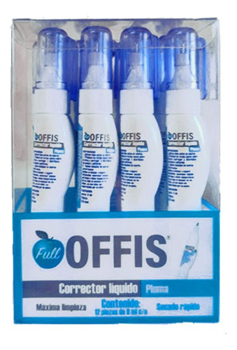 Corrector Liquido Tipo Pluma 8ml Offis, Caja 12 Piezas