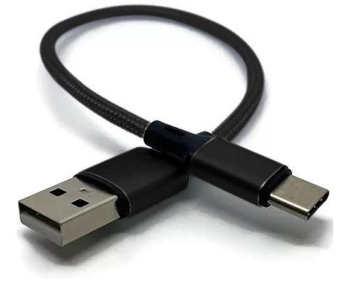 Cable Usb Ficha Type C Corto Mallado Reforzado 25 Cm