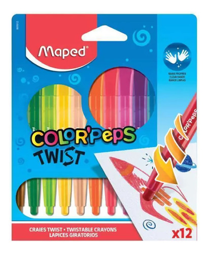 Crayones Lapices De Cera Maped Color Peps Twist X 12 Colores