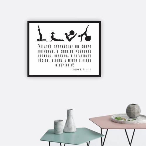 Placa Quadro Mdf 30x40cm Frase Joseph Pilates Mente Espírito