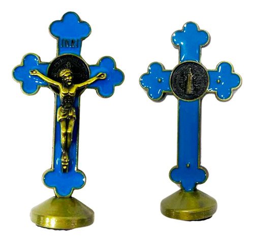 Cruz Metálica Cristo Imagen Religiosa Estatuilla Altar Bronc