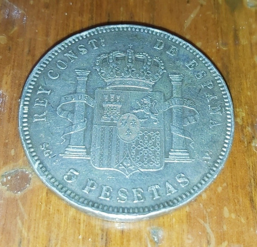 Moneda 5 Pesetas En Plata 900 Año 1898 Alfonso Xiii