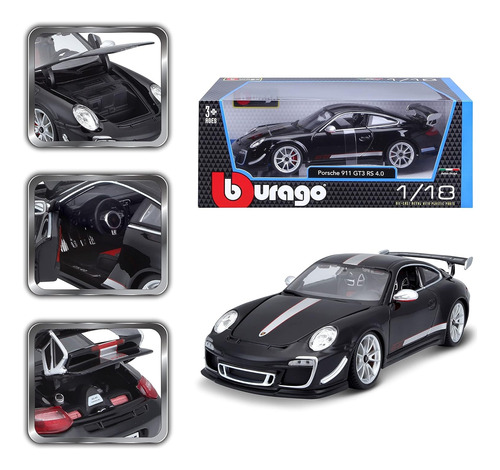 Miniatura Porsche 911 Gt3 Rs 4.0 1/18 Bburago Preto