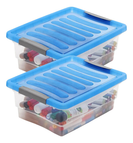 Organizador Plástico X2 Con Tapa 10 Litros Caja Transparente