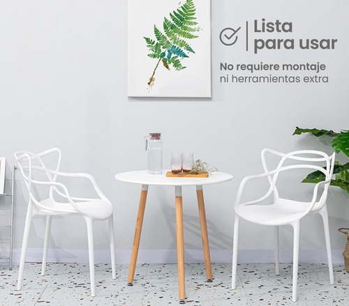 Silla Plastico Reforzada Apilable Comedor Exterior Jardin Color Blanco Smart Tech HY-01