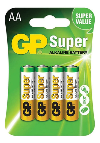 Pilha Alcalina Aa Pequena 1.5v Com 4 Unidades Gp Batteries