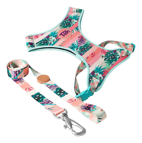Imagem 5 de 7 de Conjunto Peitoral Neoprene E Guia Tamanho G Rosa Laguna