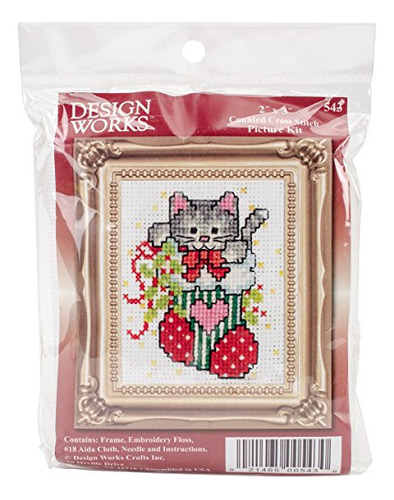 Stocking Cat W/frame Mini Counted Cross Stitch Kit-3x4 ...