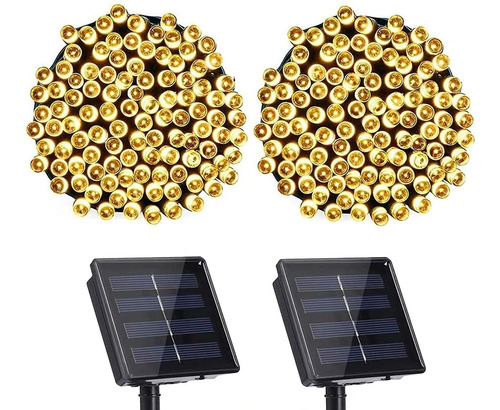 Luces Solares De Cadena 2 Piezas 200 Led 72ft Decoración Nav