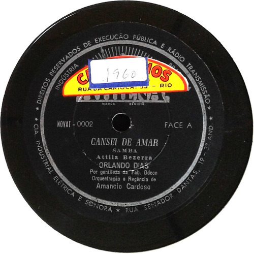 78 Rpm Orlando Dias 1957 Selo Athena Novat0002