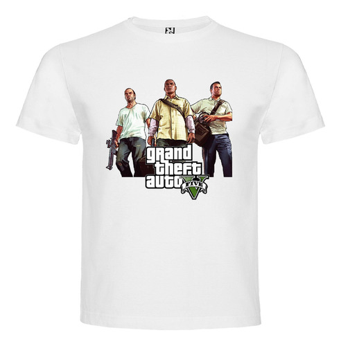 Polera Blanca Algodón 100% Niños Gta V Personajes